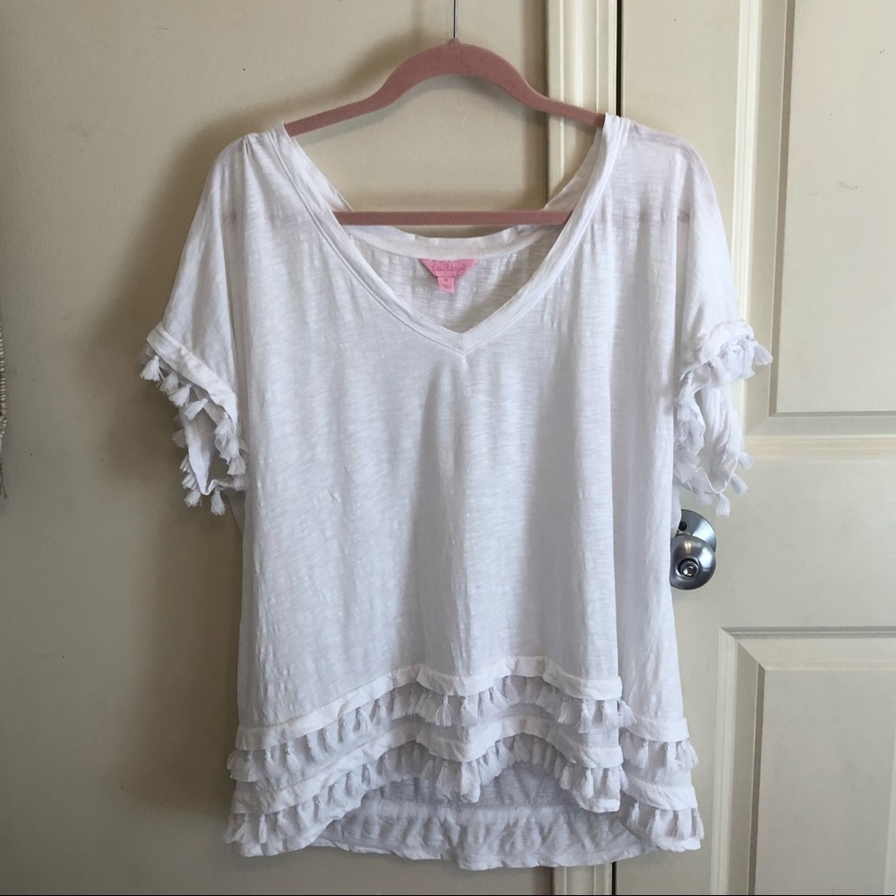 Lilly Pulitzer White Tassel Blouse